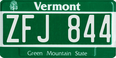 VT license plate ZFJ844