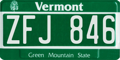 VT license plate ZFJ846