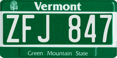 VT license plate ZFJ847