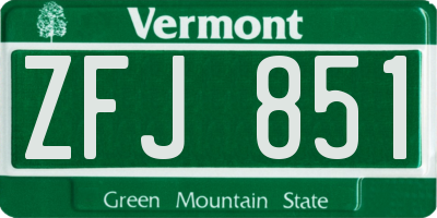 VT license plate ZFJ851