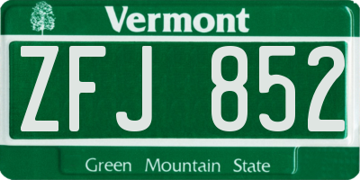 VT license plate ZFJ852