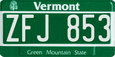 VT license plate ZFJ853