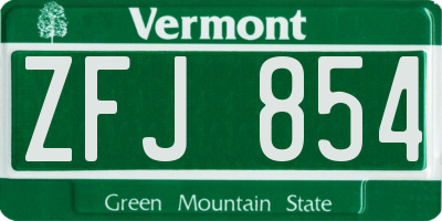VT license plate ZFJ854