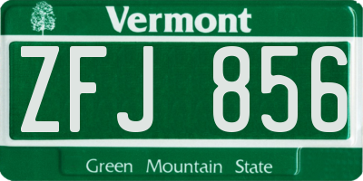 VT license plate ZFJ856