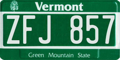 VT license plate ZFJ857