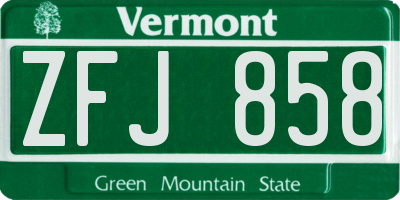 VT license plate ZFJ858