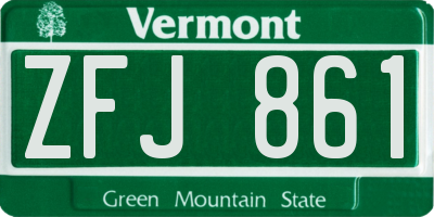 VT license plate ZFJ861