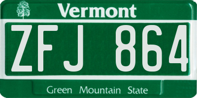 VT license plate ZFJ864
