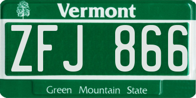 VT license plate ZFJ866