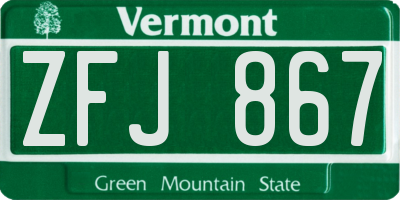 VT license plate ZFJ867