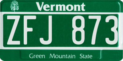 VT license plate ZFJ873