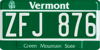 VT license plate ZFJ876