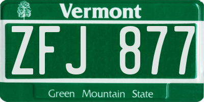VT license plate ZFJ877