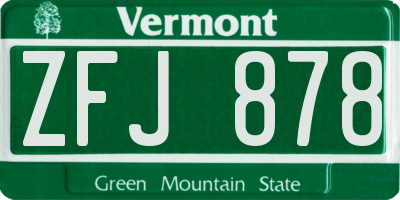 VT license plate ZFJ878