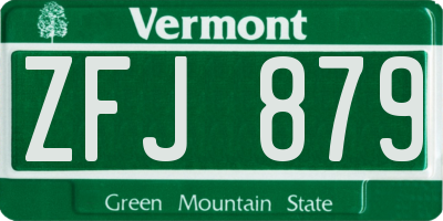 VT license plate ZFJ879