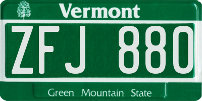 VT license plate ZFJ880