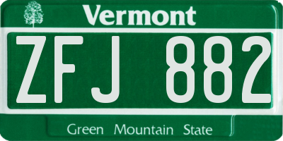 VT license plate ZFJ882