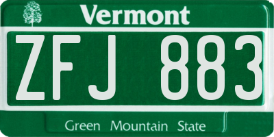 VT license plate ZFJ883