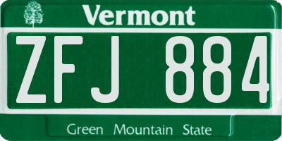 VT license plate ZFJ884