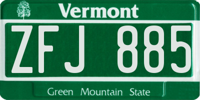 VT license plate ZFJ885