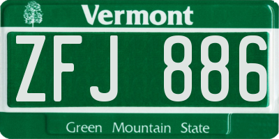VT license plate ZFJ886