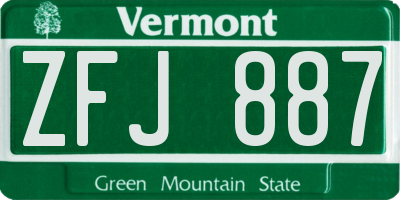 VT license plate ZFJ887