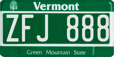 VT license plate ZFJ888