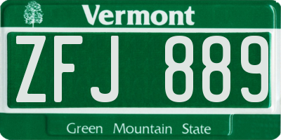 VT license plate ZFJ889