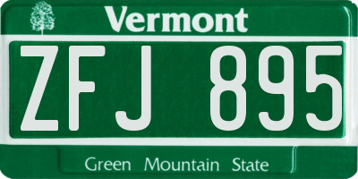 VT license plate ZFJ895