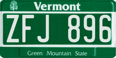 VT license plate ZFJ896