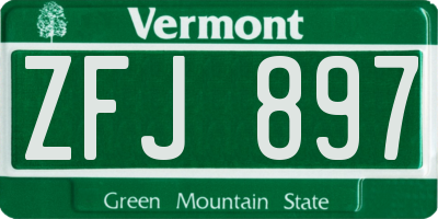 VT license plate ZFJ897