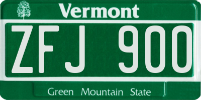 VT license plate ZFJ900