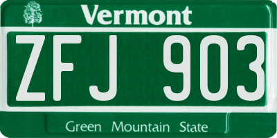 VT license plate ZFJ903
