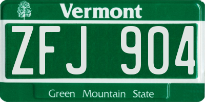 VT license plate ZFJ904