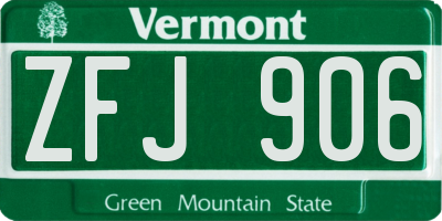 VT license plate ZFJ906
