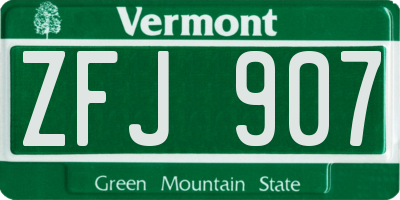 VT license plate ZFJ907