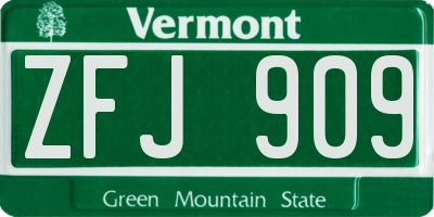 VT license plate ZFJ909