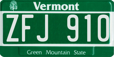 VT license plate ZFJ910