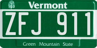 VT license plate ZFJ911