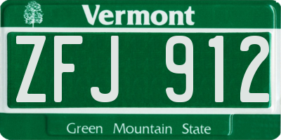 VT license plate ZFJ912