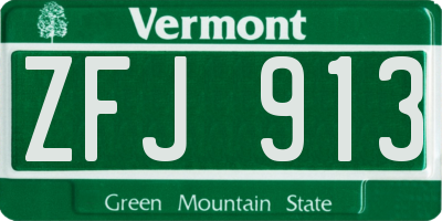VT license plate ZFJ913