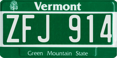 VT license plate ZFJ914