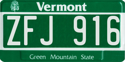 VT license plate ZFJ916