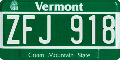 VT license plate ZFJ918