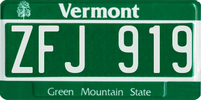 VT license plate ZFJ919
