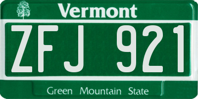 VT license plate ZFJ921