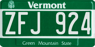 VT license plate ZFJ924