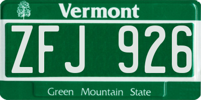VT license plate ZFJ926