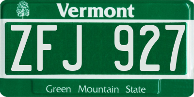 VT license plate ZFJ927