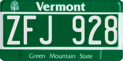 VT license plate ZFJ928